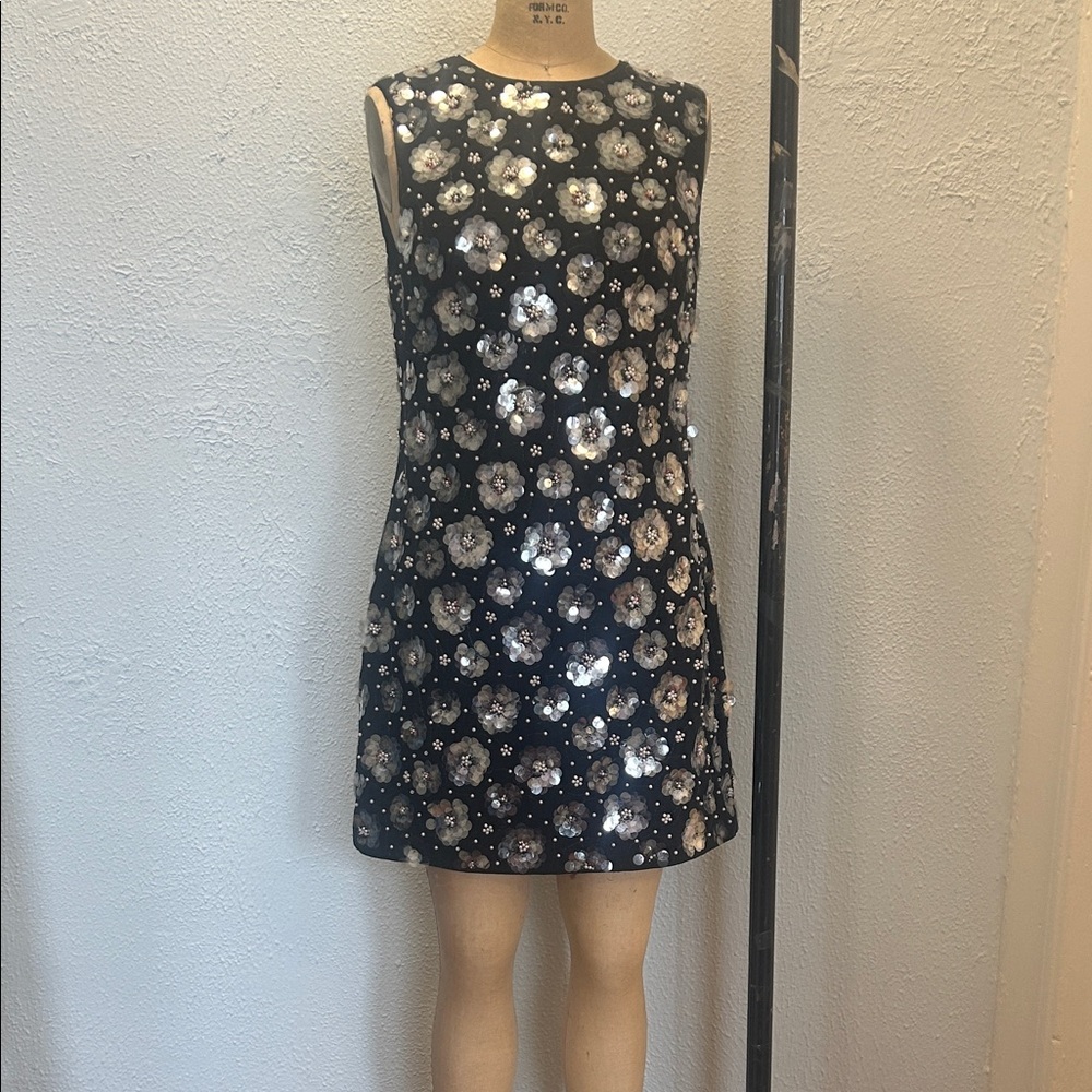 Milly Black and clear Sequin Mini Dress